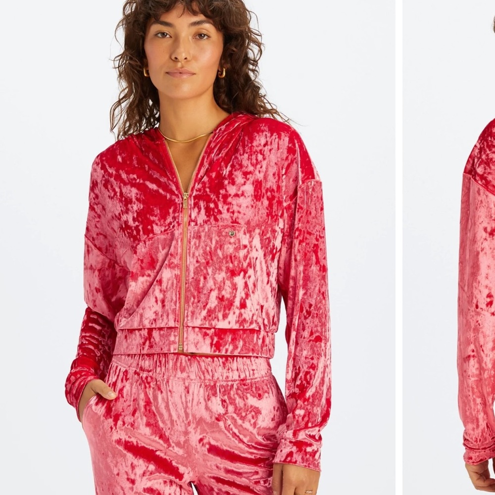 Fabletics Crushed Velour Zip Up Hoodie Size XXS